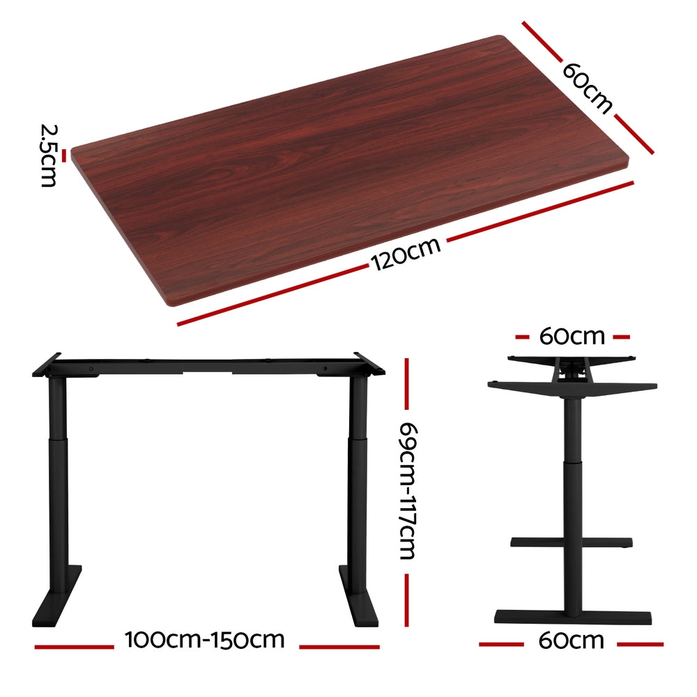 Artiss Standing Desk Motorised Electric Dual Motor Walnut 120CM