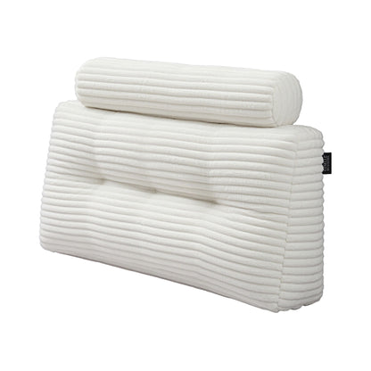 Giselle wedge pillow headboard with non-flattening shredded foam core, perfect for dorm reading or sofa lap desk, 330g corduroy cover, side pockets, King Single