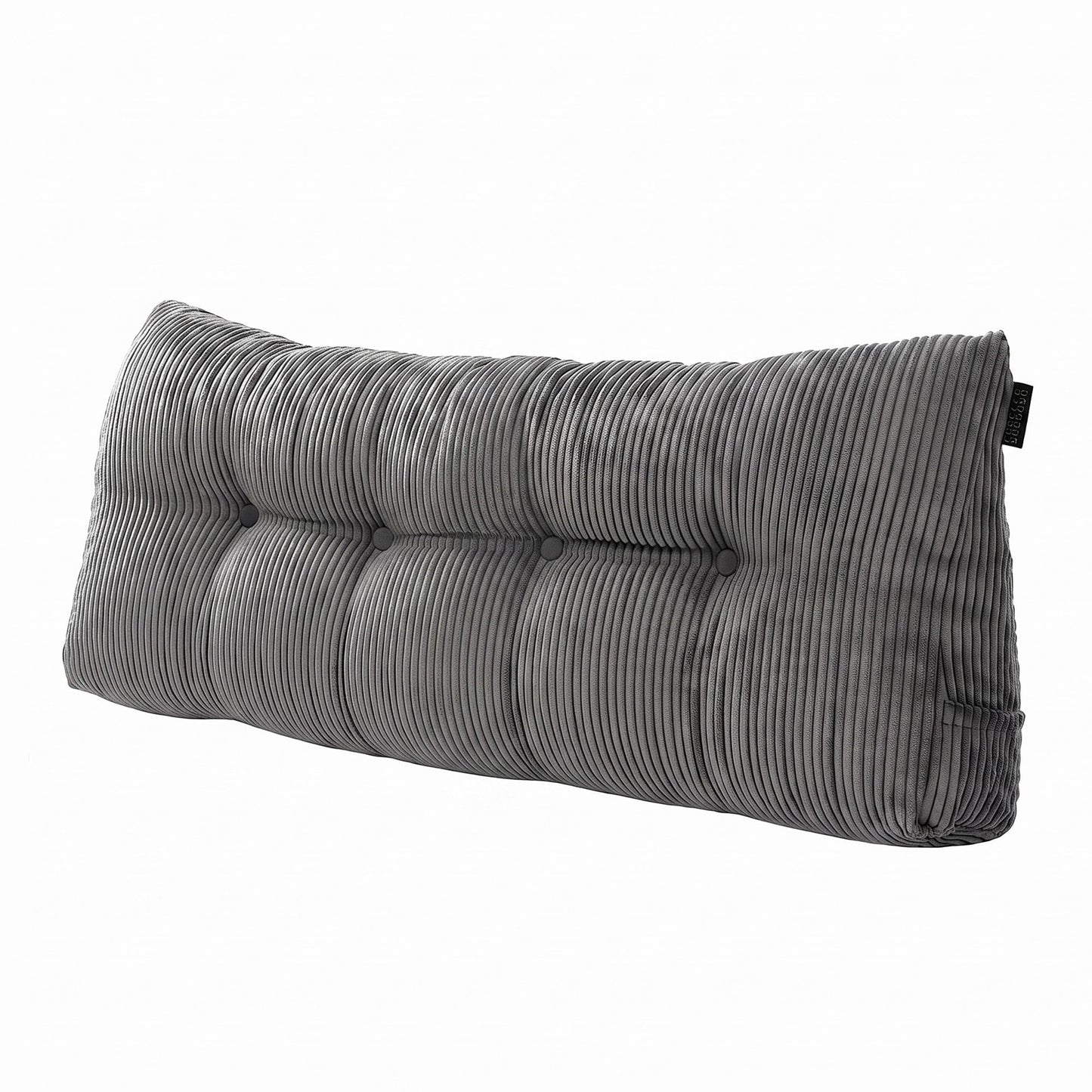 Giselle Headboard Pillow for Sitting in Bed, Upgraded Shredded Foam Reading Wedge Cushion for Lumbar Support, 320g Corduroy Backrest with Side Pockets for Dorm Daybed, Double