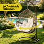 Gardeon Outdoor Egg Swing Chair Wicker Rattan Furniture Pod Stand Cushion Latte