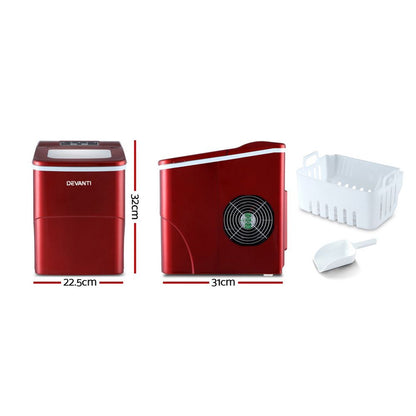 Devanti 12kg Ice Maker Machine Red
