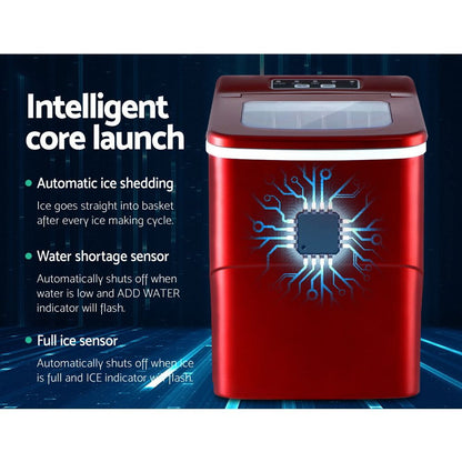 Devanti 12kg Ice Maker Machine Red