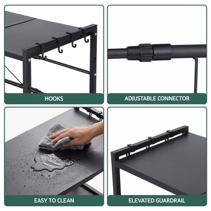 Artiss Kitchen Bakers Rack 40-60CMX78CM Metal Microwave Stand Black