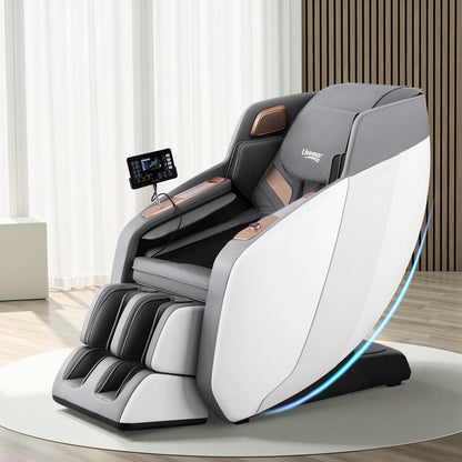 Livemor 4D Massage Chair Electric Recliner Double Core Mechanism Massager ROWA White