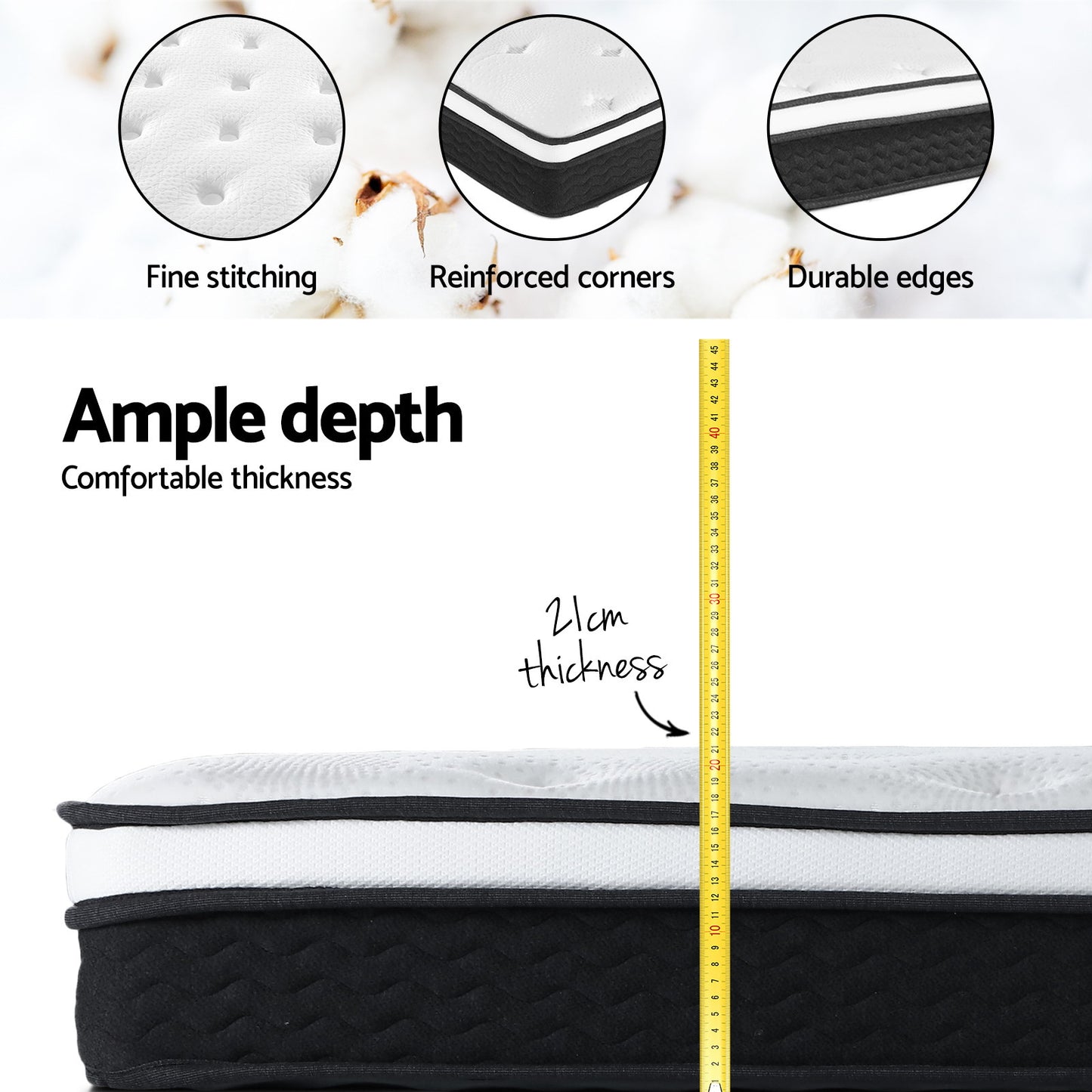 Giselle Bedding 21cm Mattress Euro Top Queen