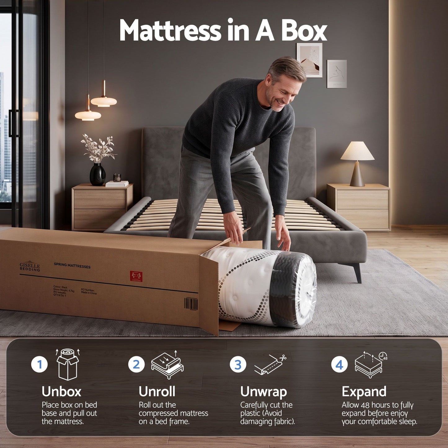 Giselle Bedding 32cm Mattress Euro Top King Single