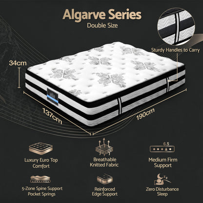 Giselle Bedding 34cm Mattress Euro Top Pocket Spring Double