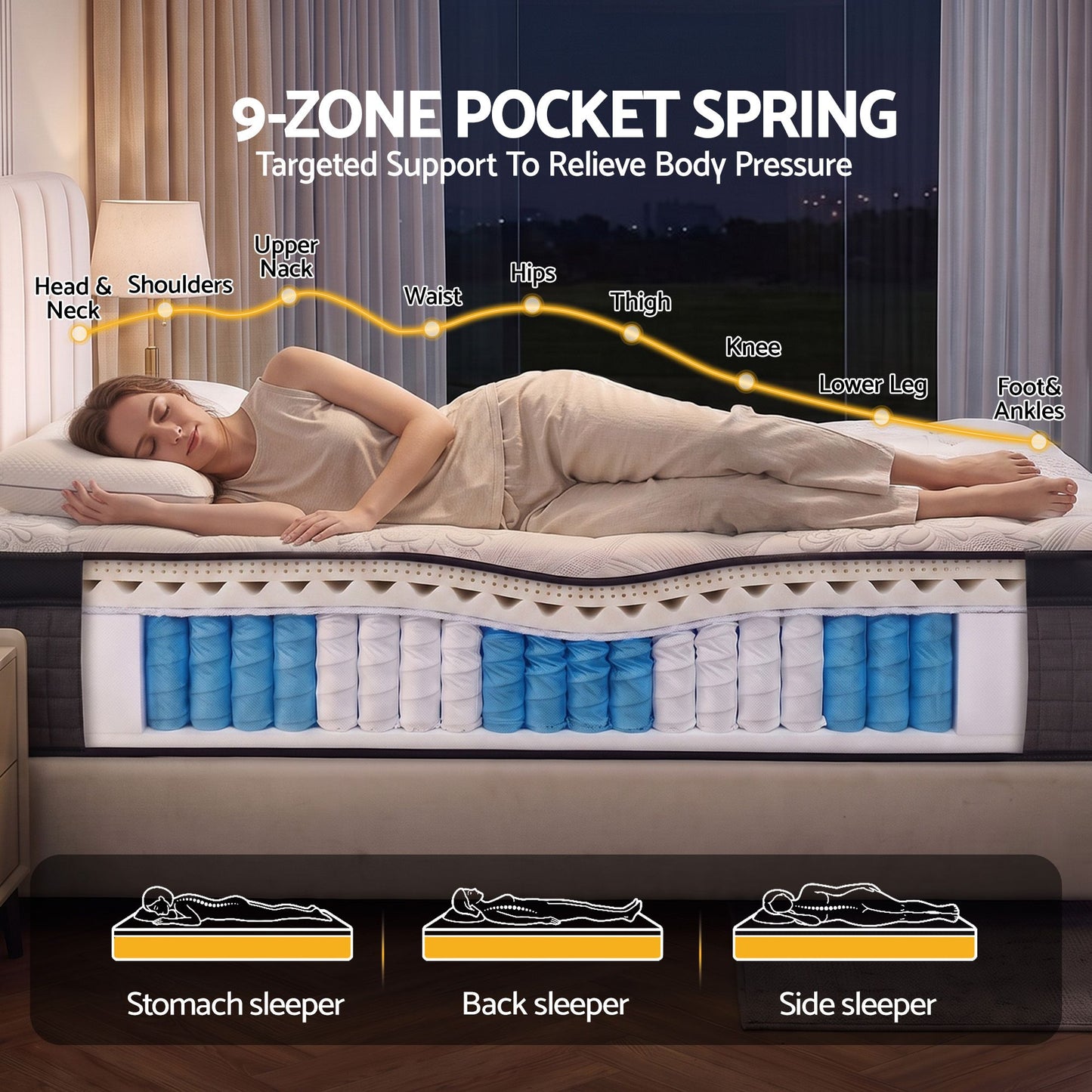Giselle Bedding 34cm Mattress 9 Zone Latex Foam Double