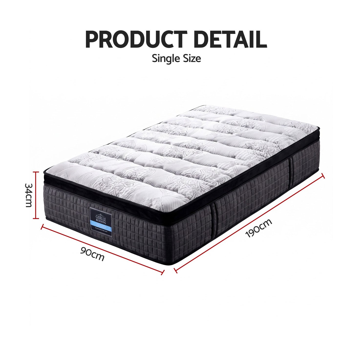 Giselle Bedding 34cm Mattress 9 Zone Latex Foam Single