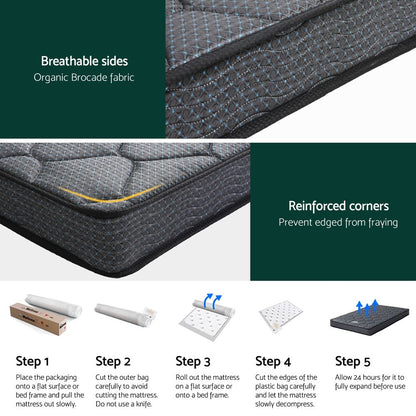 Giselle Bedding King Single Mattress 16cm Bonnell Spring Medium Firm Tight Top