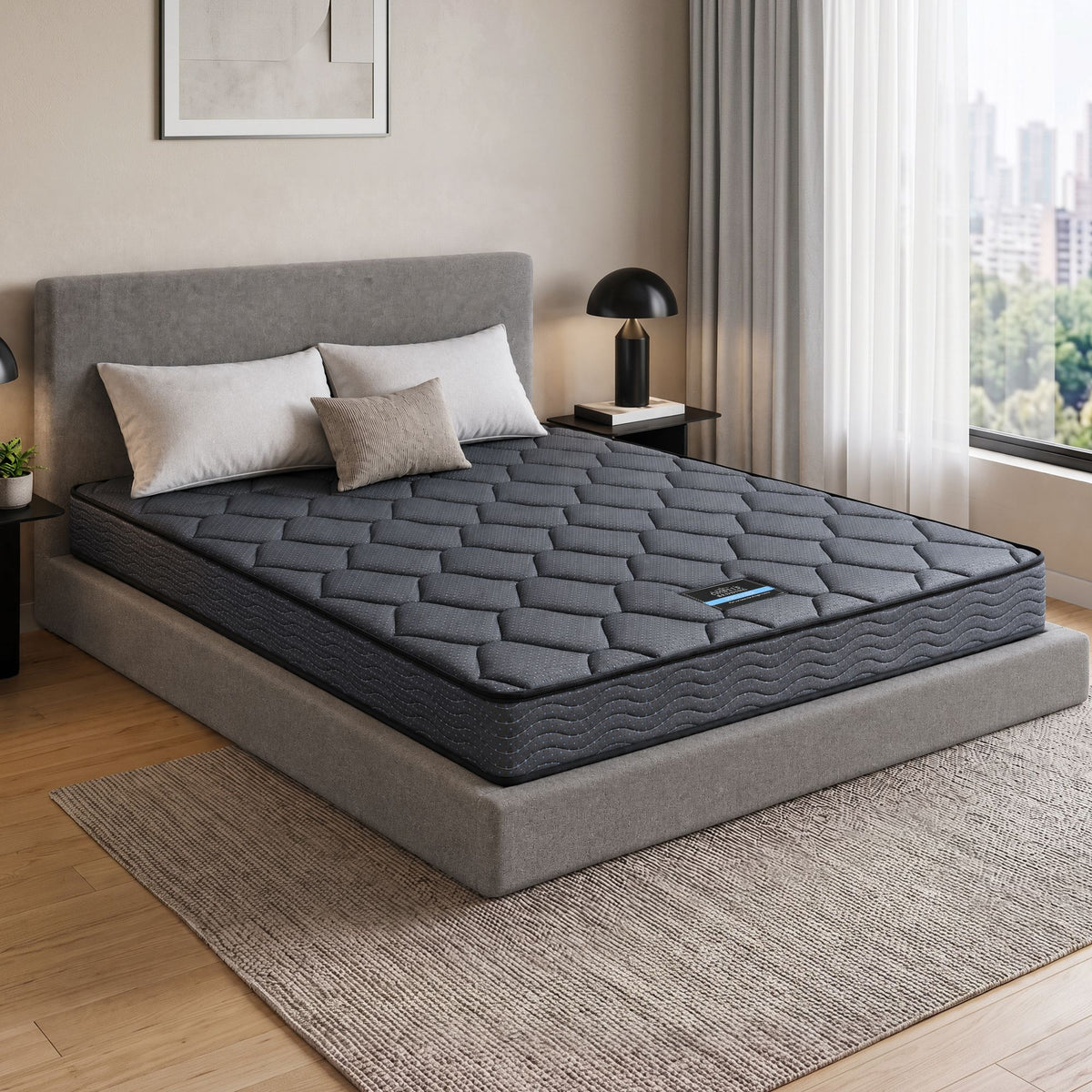 Giselle Bedding Queen Mattress 16cm Bonnell Spring Medium Firm Tight Top