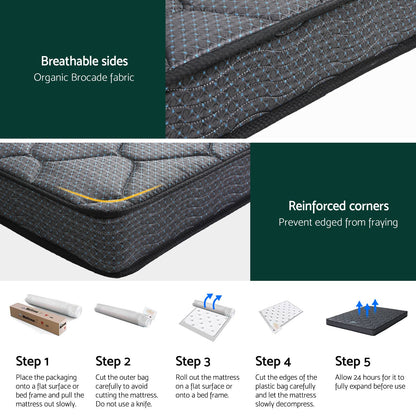 Giselle Bedding Queen Mattress 16cm Bonnell Spring Medium Firm Tight Top