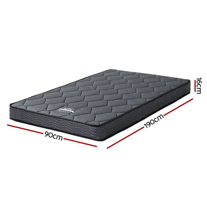 Giselle Bedding Single Mattress 16cm Bonnell Spring Medium Firm Tight Top