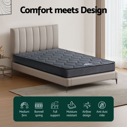 Giselle Bedding Single Mattress 16cm Bonnell Spring Medium Firm Tight Top
