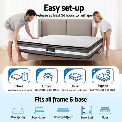Giselle Bedding 30cm Mattress Gel Foam Pocket Spring Double