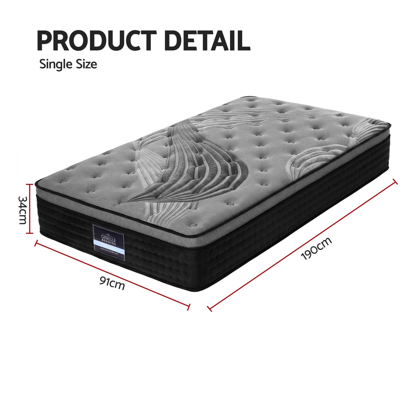 Giselle Bedding 34cm Mattress Bamboo Cover Single