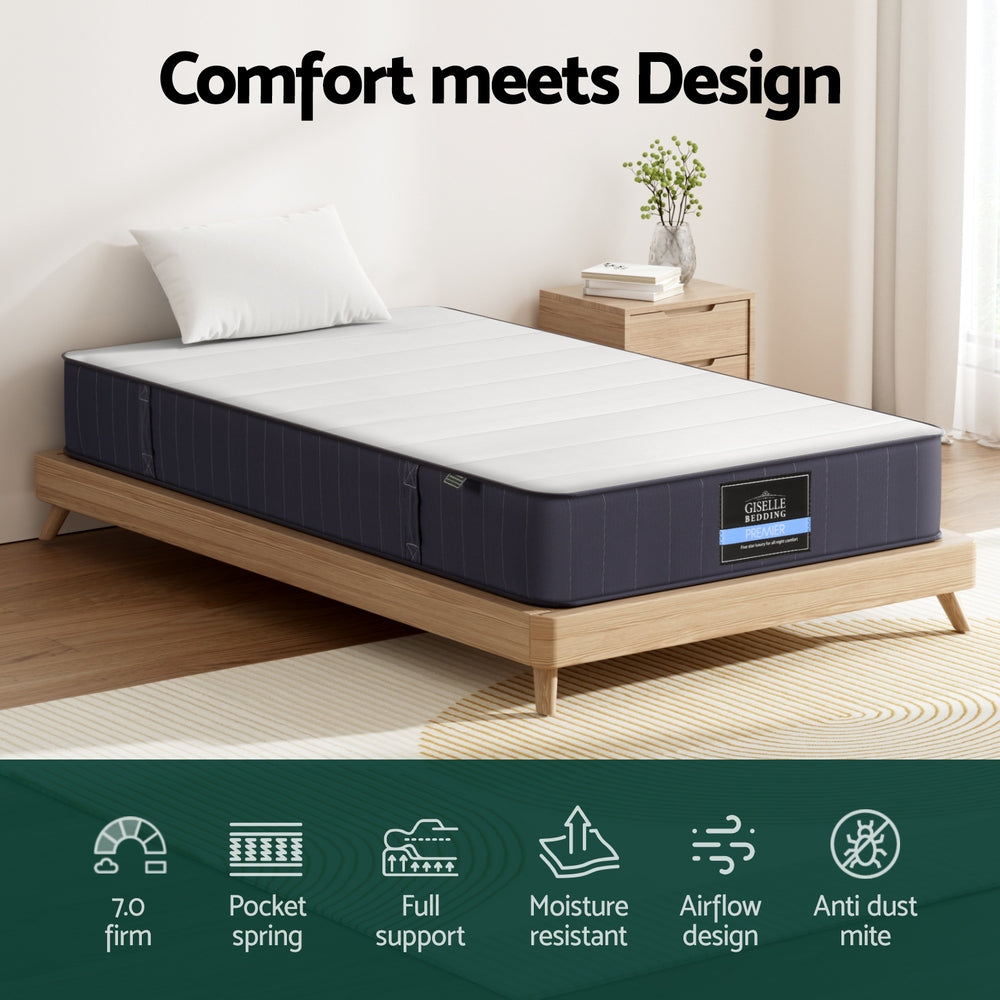 20cm Giselle Mattress King Single Bed Pocket Spring Mattresses