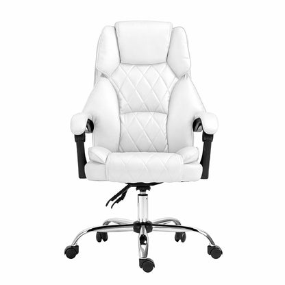 Artiss Executive Office Chair Leather Recliner White