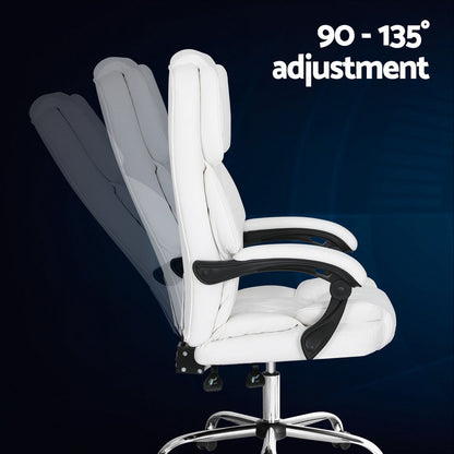 Artiss Executive Office Chair Leather Recliner White