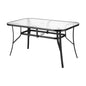Gardeon 140CM Outdoor Dining Table Steel Frame Tempered Glass Parasol Hole Black