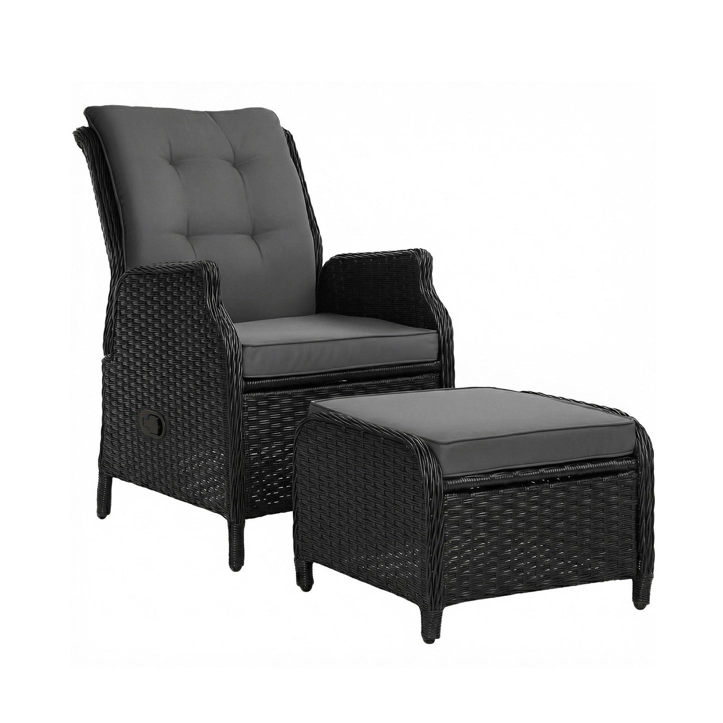 Gardeon Recliner Chair Sun lounge Wicker Lounger Outdoor Furniture Patio Adjustable Black