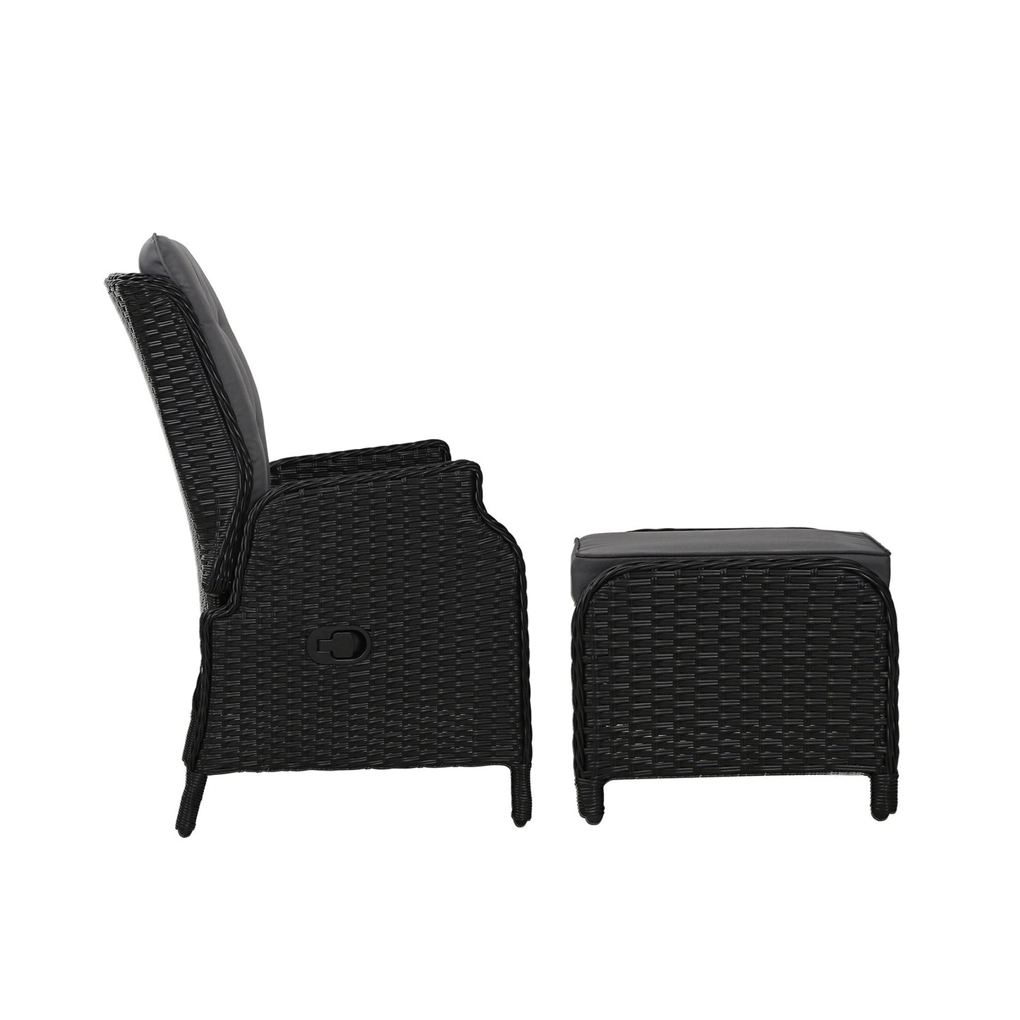 Gardeon Recliner Chair Sun lounge Wicker Lounger Outdoor Furniture Patio Adjustable Black