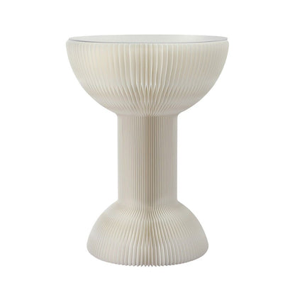 Artiss Paper End Table Honeycomb Coffee Table Foldable Round Bedside Side Table White 40x55cm