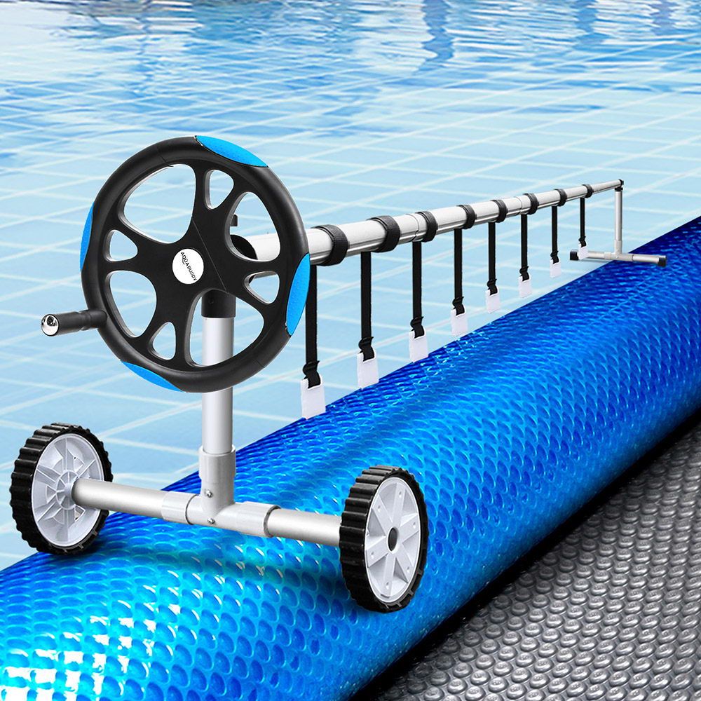 Aquabuddy Pool Cover 500 Micron 7x4m Silver Swimming Pool Solar Blanket 5.5m Blue Roller