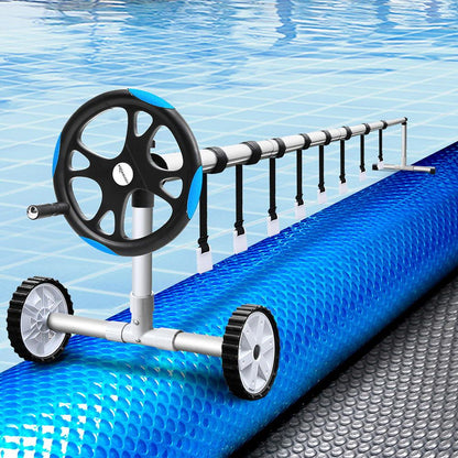 Aquabuddy Pool Cover 500 Micron 7x4m Silver Swimming Pool Solar Blanket 5.5m Blue Roller