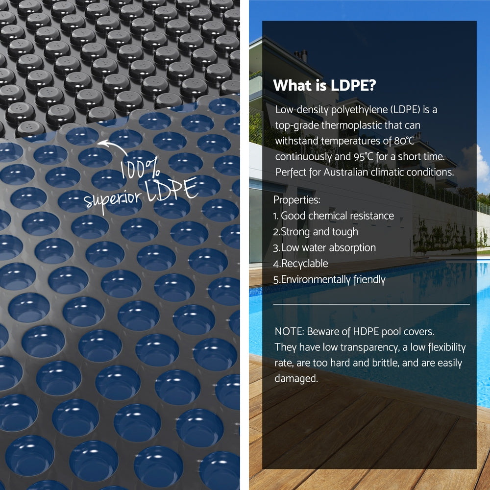 Aqua Buddy Pool Cover 600 Micron 8.5x4.2m Swimming Pool Solar Blanket Blue Black