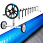 Aquabuddy Pool Cover 500 Micron 8.5x4.2m Silver Swimming Pool Solar Blanket 5.5m Blue Roller