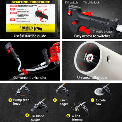 Giantz Pole Chainsaw Petrol Hedge Trimmer Tree Pruner 5 In 1