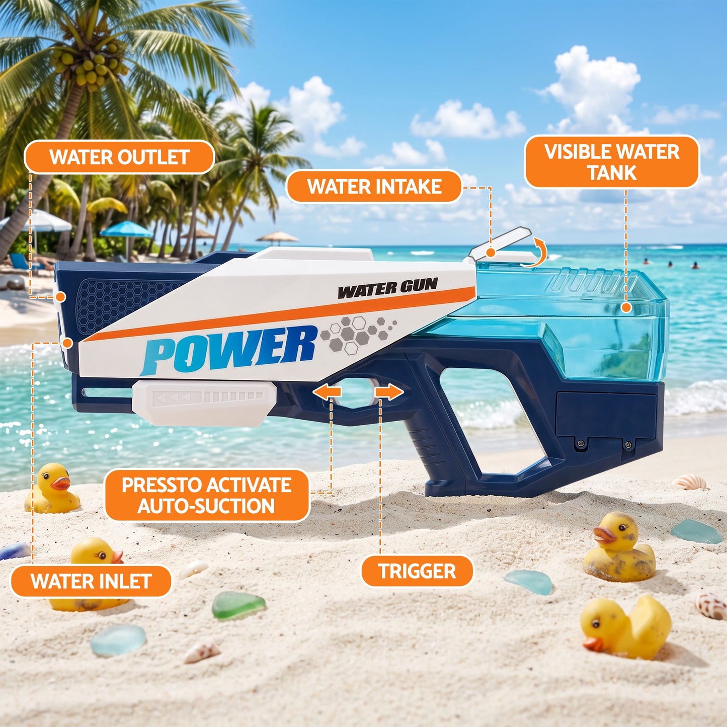 Keezi Kids Water Gun 600cc Water Blaster Toy for Pool Beach Play Blue