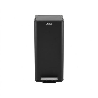 Cefito 15L Pedal Rubbish Bin Slim Carbon Steel Garbage Bin for Home Black