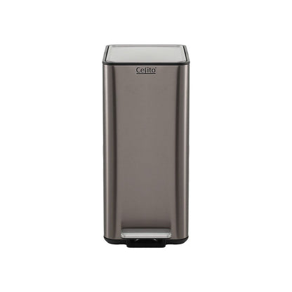 Cefito 15L Pedal Rubbish Bin Slim Carbon Steel Garbage Bin for Home Grey