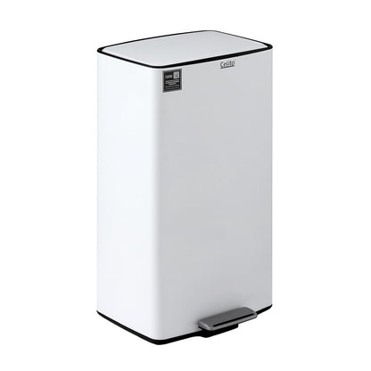 Cefito Pedal Bins Rubbish Bin Waste Recycle Dustbins Kitchen Trash Can 40L White