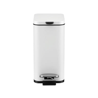 Cefito 5L Pedal Rubbish Bin Carbon Steel Rectangular Trash Can Removable Bucket White