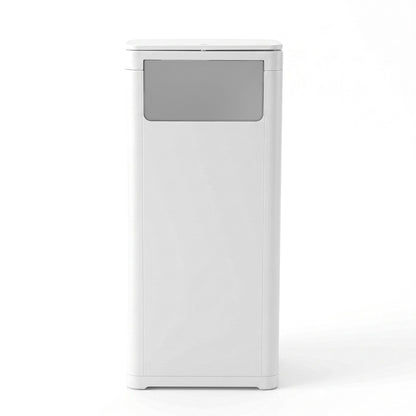 Cefito 30L Commercial Trash Can with Lid Front Push Flap Rubbish Bin White