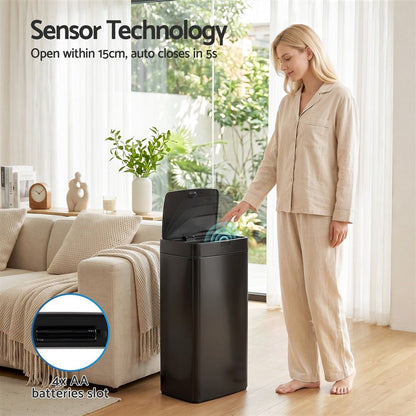 Devanti 45L Motion Sensor Bin Rubbish Automatic Black