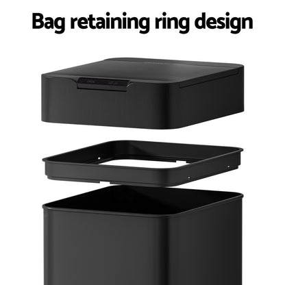 Devanti 50L Sensor Bin Motion Rubbish Bins Kitchen Automatic Trash Can Black
