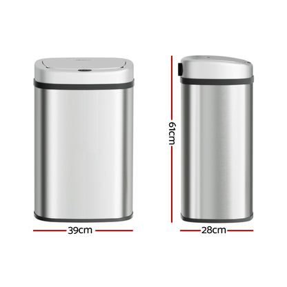 Devanti 50L Sensor Bin Motion Rubbish Automatic Silver