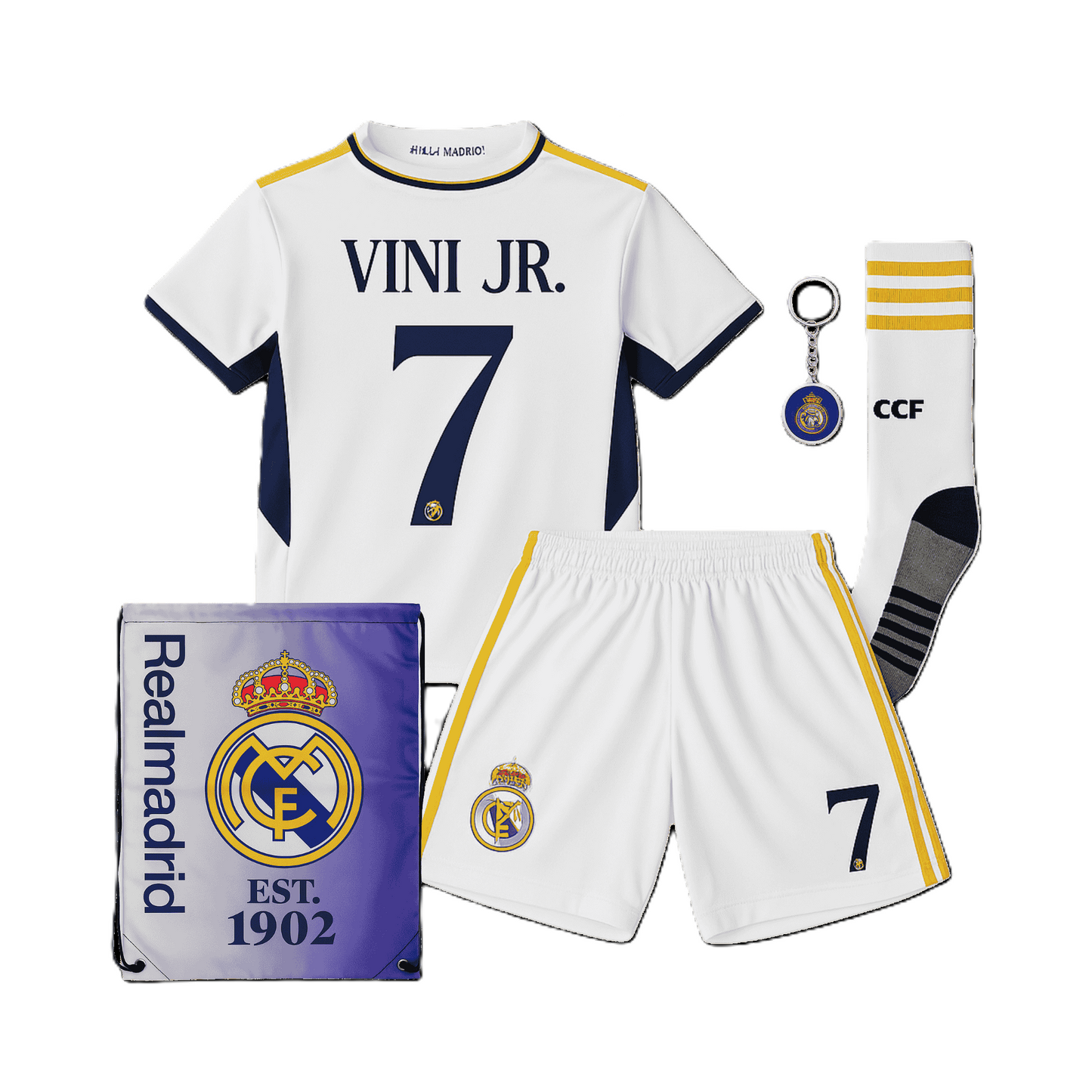 Soccer Jersey Kit Vini Jr #7 Realmadrid Size 28