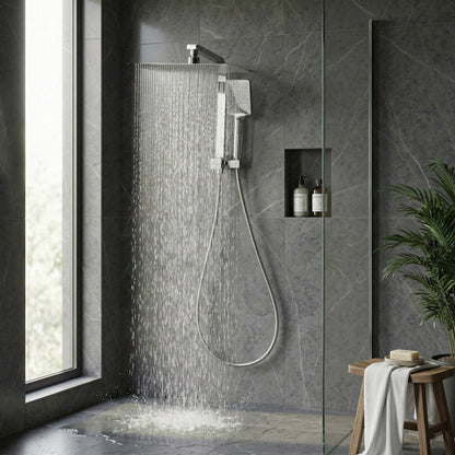 12" Rain Shower Head Set with 3-Mode Handheld Brass High Pressure WELS Chrome