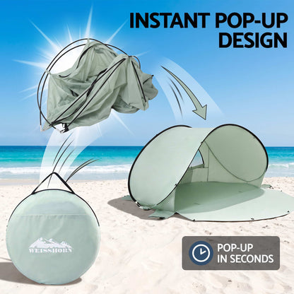 Weisshorn Pop Up Beach Tent UPF 50+ Sun Shade Shelter 2-3 Person Camping