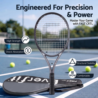 Everfit 27 Inch Tennis Racket Lightweight Racquet for Beginner Adult Players Black