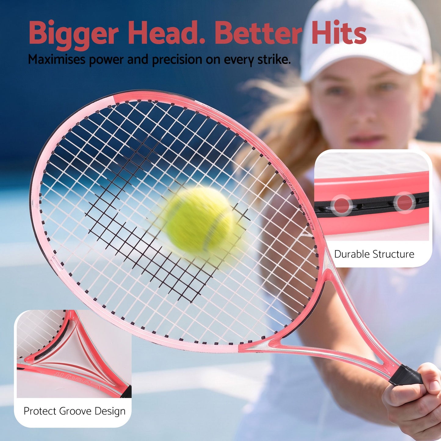 Everfit 27 Inch Tennis Racket Lightweight Racquet for Beginner Adult Players Pink