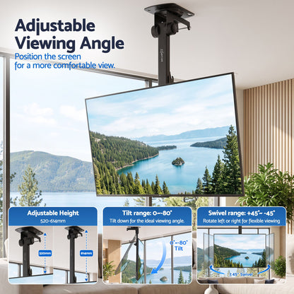 Artiss Ceiling TV Mount 23-55 Inch Flip Down Folding VESA 400x400 Height Adjustable Swivel