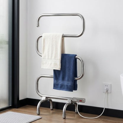 Devanti Electric Heated Towel Rail Rack 5 Bars Freestanding Clothes Dry Warmer