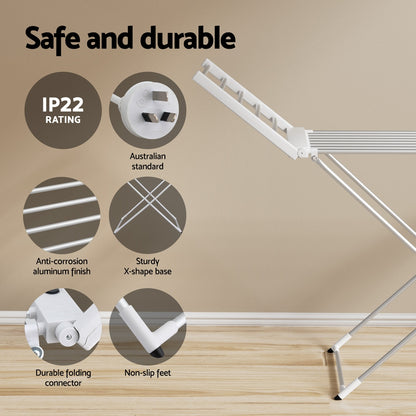 Devanti Foldable Electric Heated Towel Rail Rack with 24H Timer