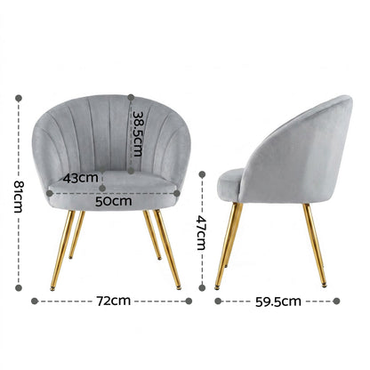 Artiss Armchair Velvet Grey Eloise